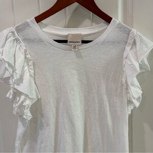 ndustry Republic Clothing White Ruffle Sleeve Tee Women’s Large L/G